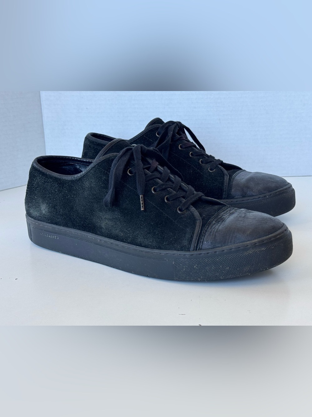 ALL SAINTS Black Leather Suede Lace Up Sneakers Shoes Men’s Size 44
